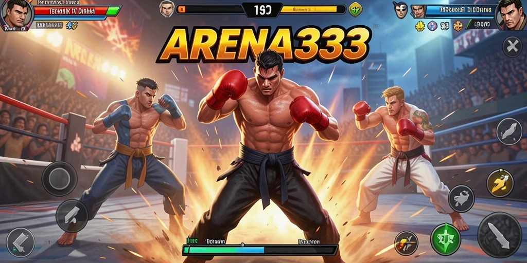 Tangkapan layar ARENA333 yang menampilkan pertarungan mendebarkan antara karakter-karakter ikonik.
