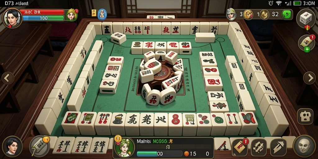 Tampilan gameplay D73 dengan grafis Mahjong yang menarik.