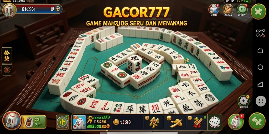 Screenshot gameplay GACOR777 menunjukkan tantangan menyusun ubin Mahjong.