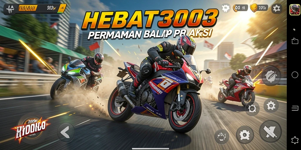 Tampilan gameplay seru dari HEBAT303 dengan balapan motor yang menegangkan.
