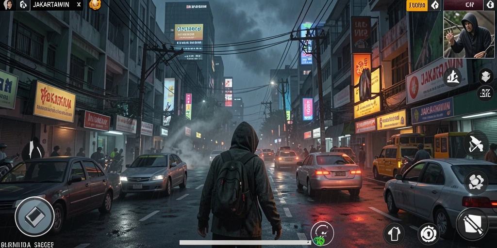 Tangkapan layar gameplay JAKARTAWIN yang menampilkan momen menegangkan saat menghadapi hantu.
