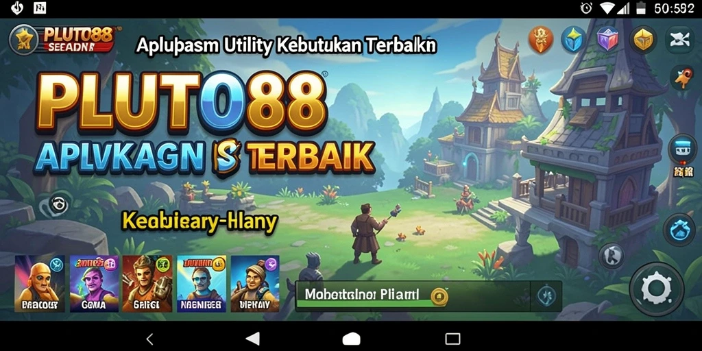 Screenshot utama PLUTO88 menampilkan berbagai fitur Utility yang berguna.